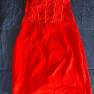 Vibrant Red Lace Dress
